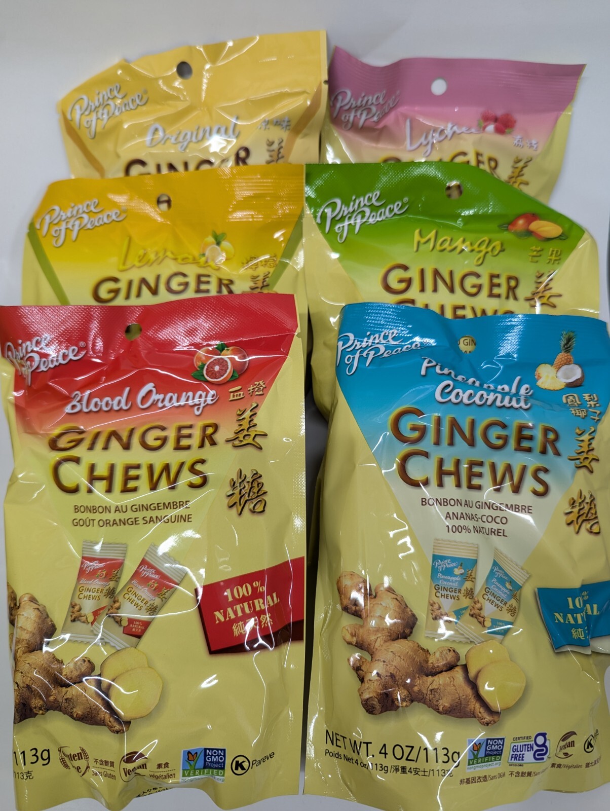 Prince of Peace Ginger chews Candy Variety Pack of
