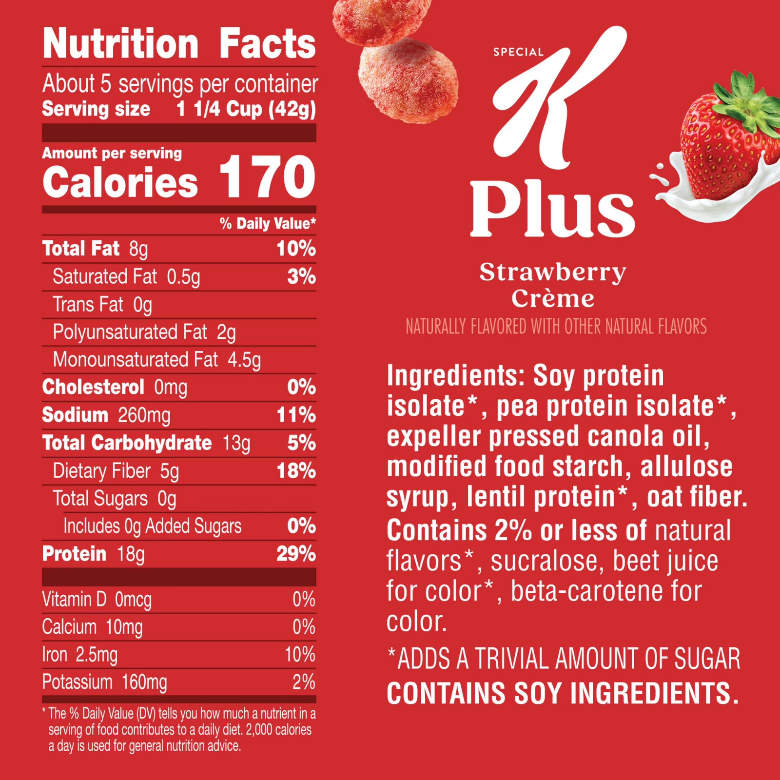 Kellogg’s Special K Plus Strawberry Creme High Protein Zero Added Sugar Cereal B