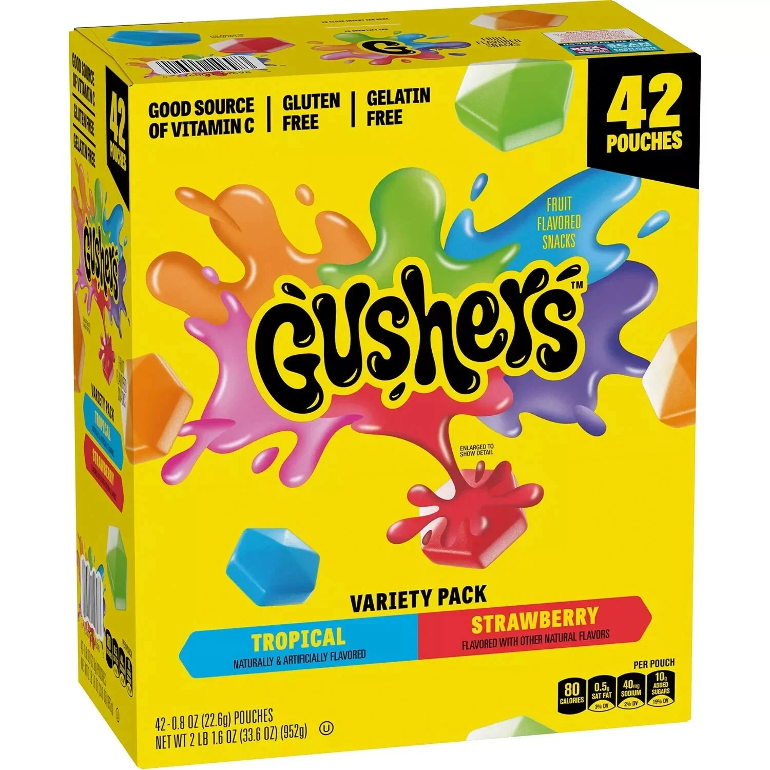 Gushers Fruit Snacks Variety Pack 42 ct Pouches 0.8 oz Tropical Strawberry