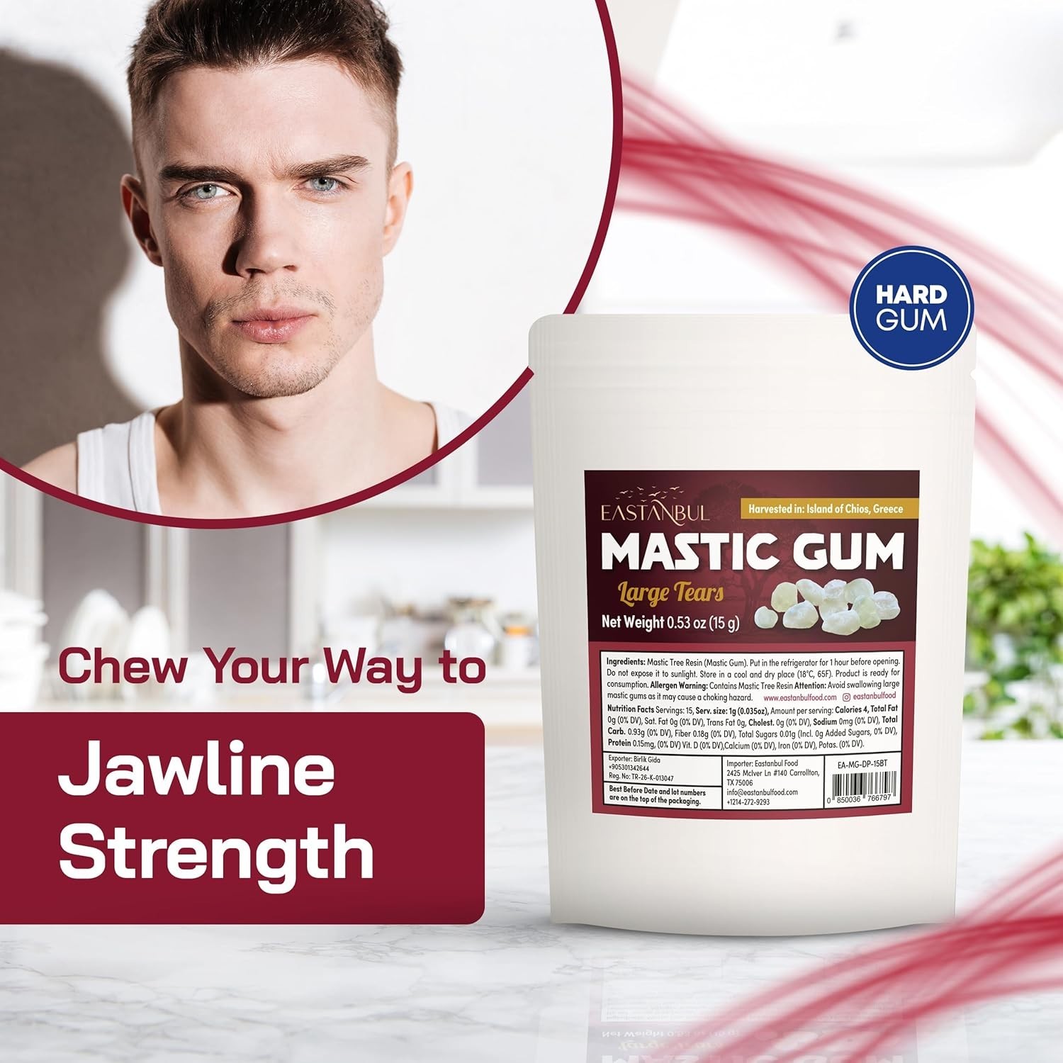 Mastic Gum Chewing Gum, 0.53oz15g Mastic Chewing Mewing for Jawline, Large Si…
