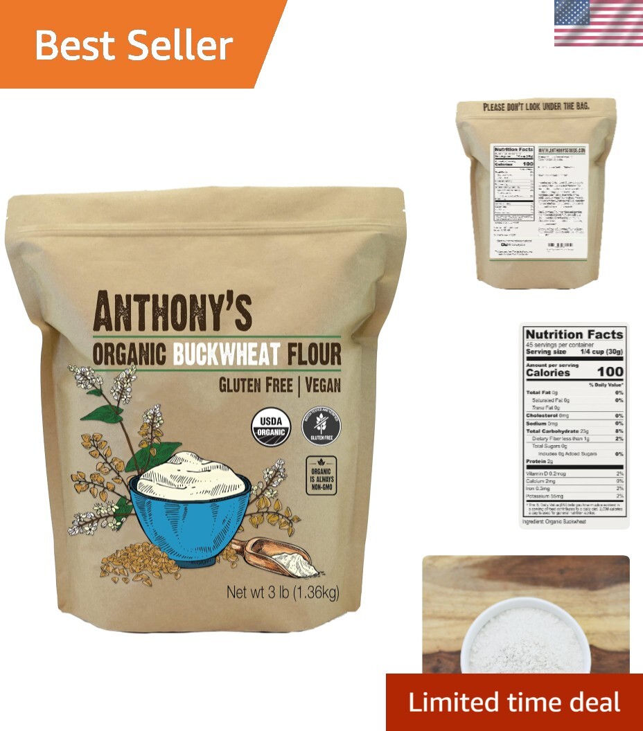 3 lb Vegan Buckwheat Flour – Finely Ground, Organic & Gluten Free Option