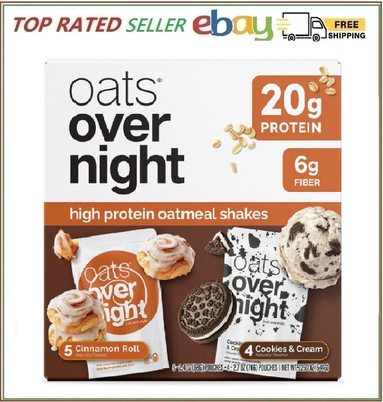 Oats Overnight High Protein Oatmeal Shakes, Variety Pack, 9 ct. FREE SHIPPING!!!