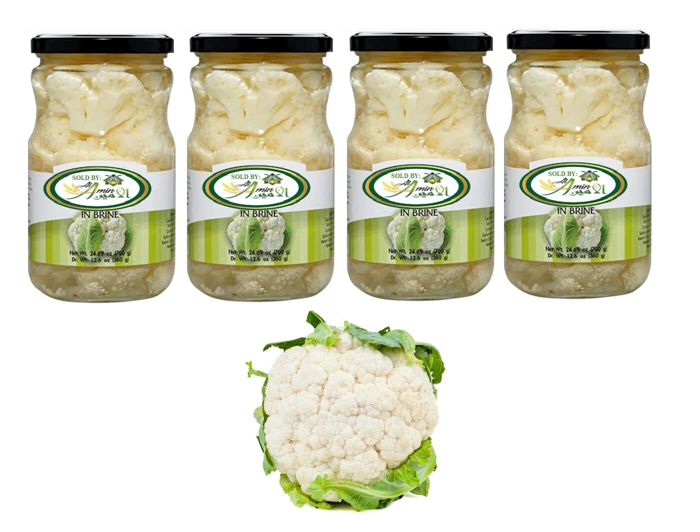 Pickled Cauliflower In Brine 4 Jars NT WT 24.69oz (700g)