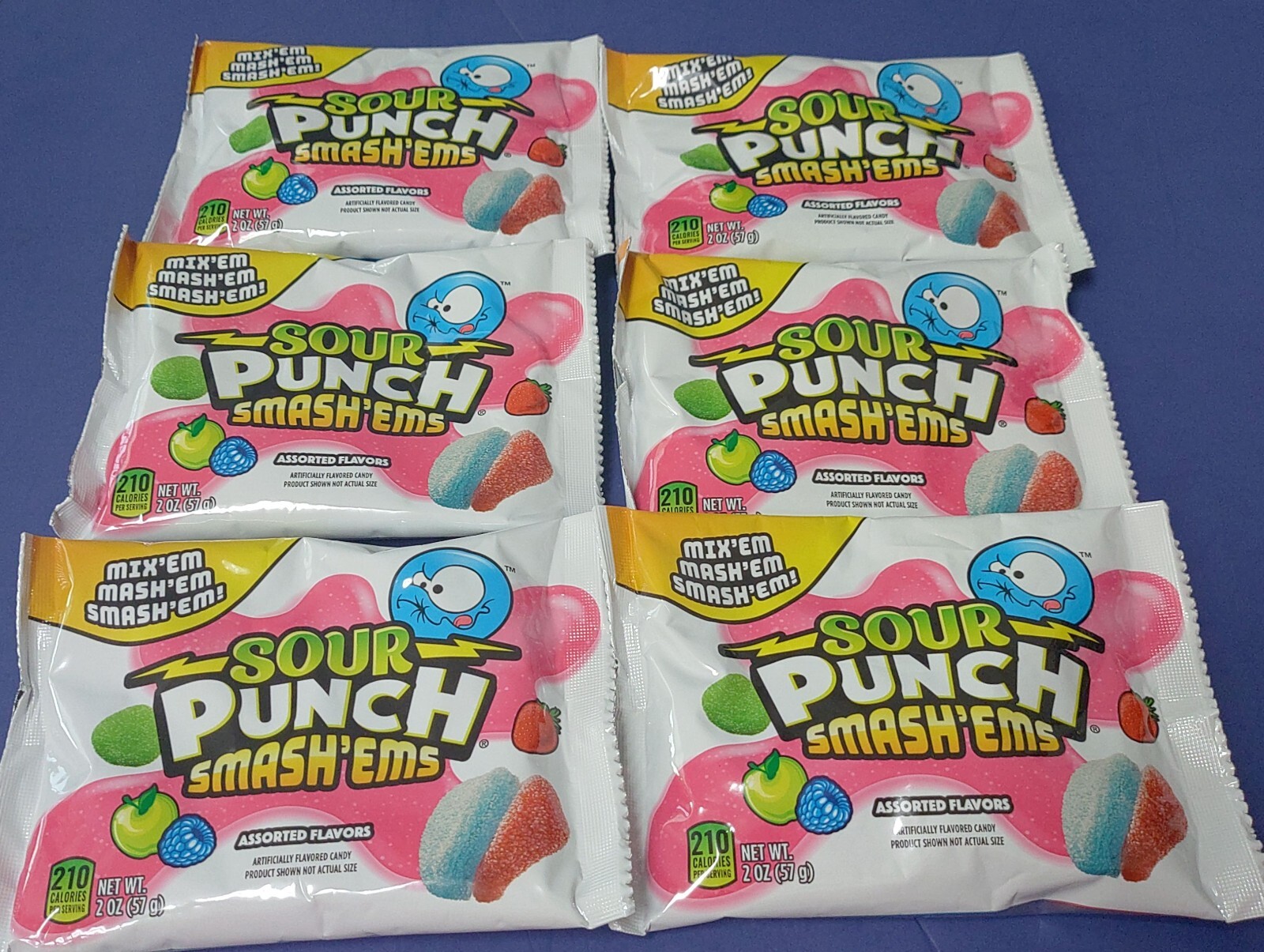 SOUR PUNCH Bites Assorted Flavors Smash’Ems Gummi Candy 6 Bags