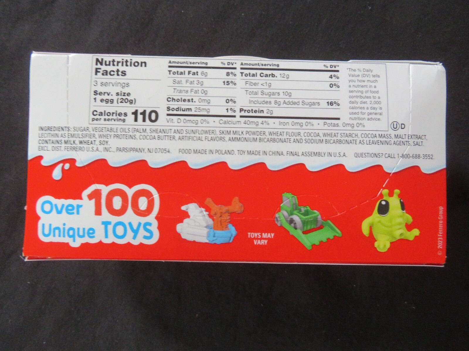 (6) Kinder JOY Treat + Toy Sweet Cream Topped w Cocoa Wafer Bites .7 Oz Each