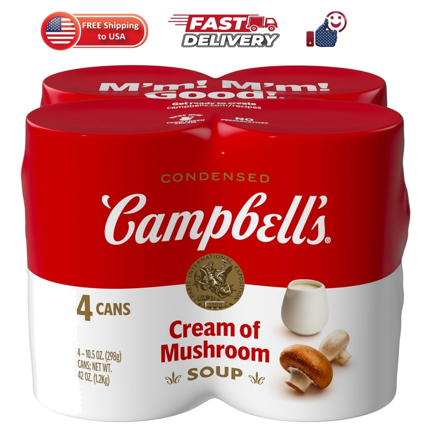 Condensed Cream of Mushroom Soup, 10.5 Ounce Can Pack of 4