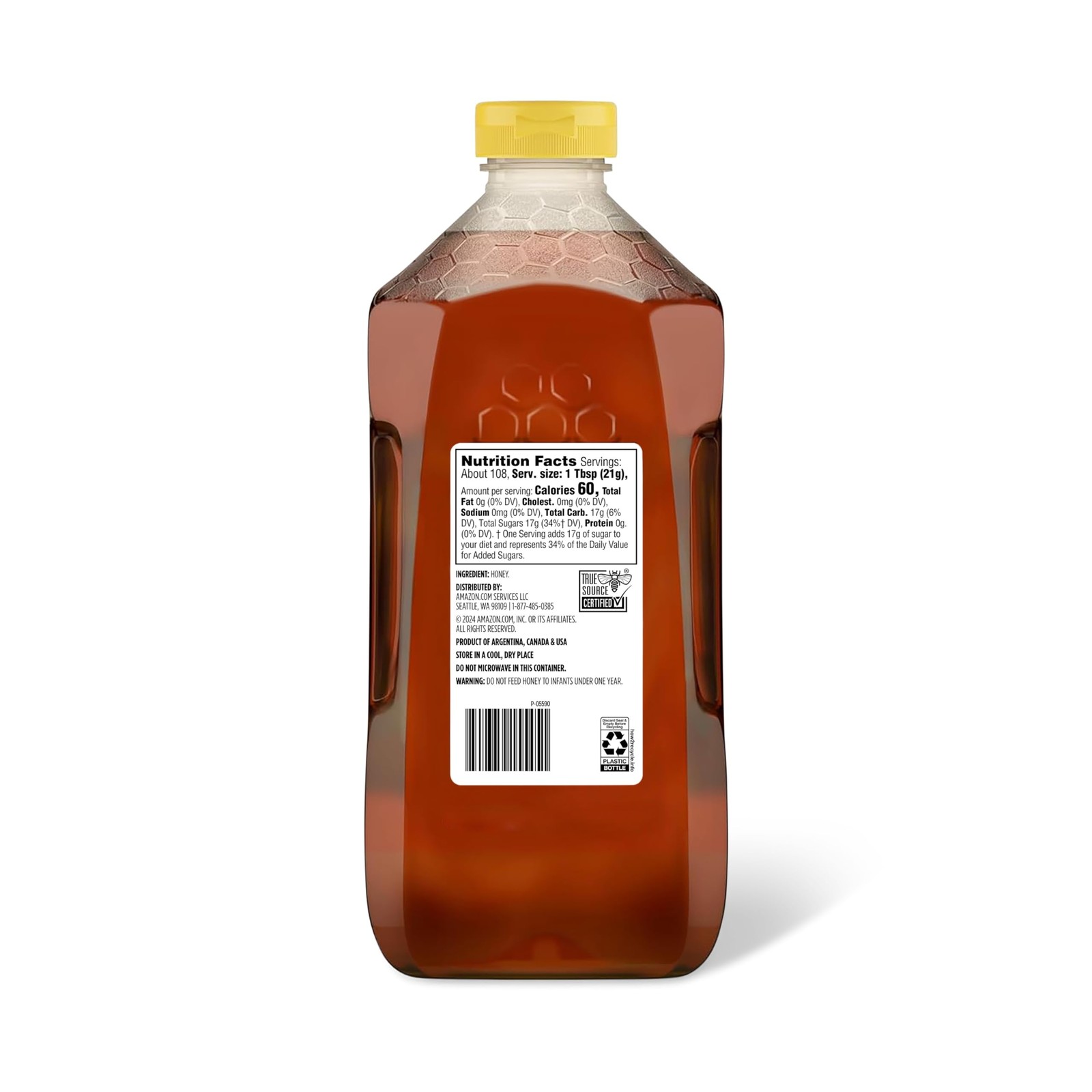 Amazon Grocery, Wildflower Pure Honey, 80 Oz 80 Ounce (Pack of 1)