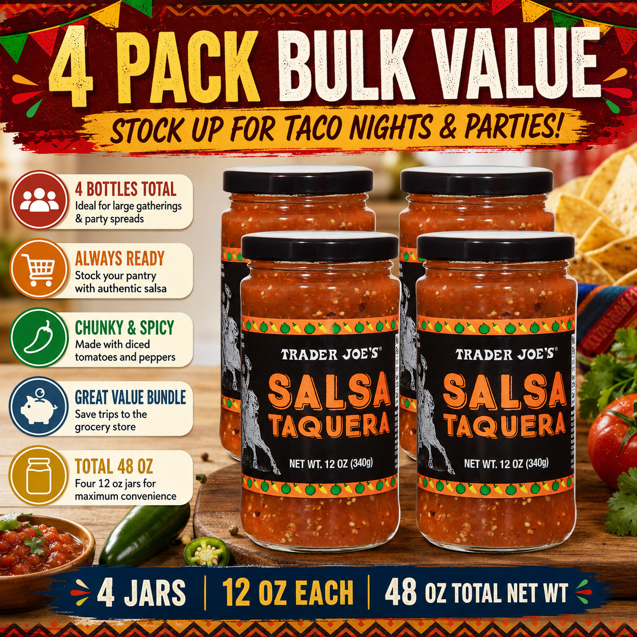 4 Pack Trader Joe’s Salsa Taquera 12 oz
