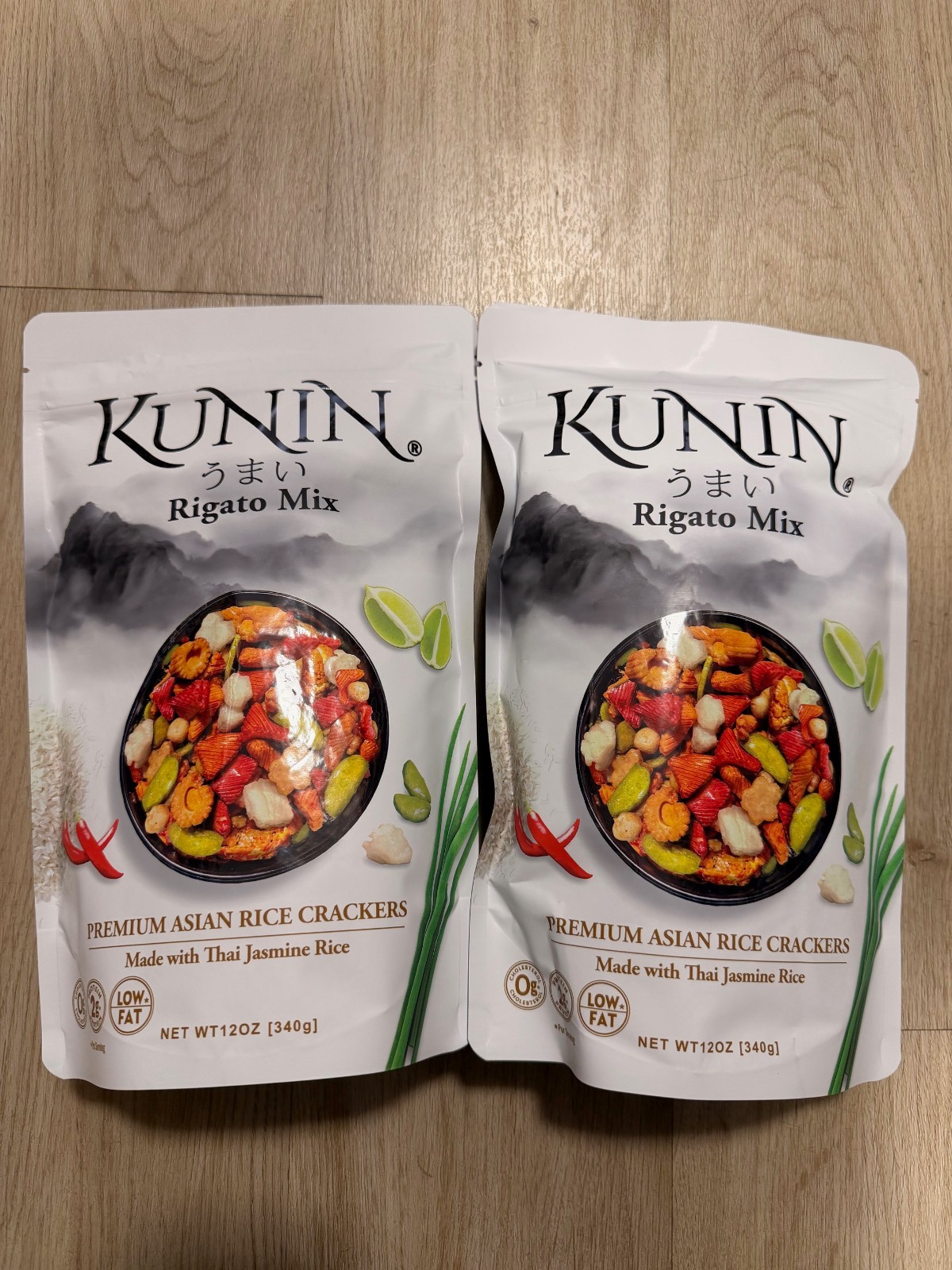 2 Bags of Kunin Rigato Mix Premium Asian Rice Crackers, 12Oz Each, Exp: 8/2026