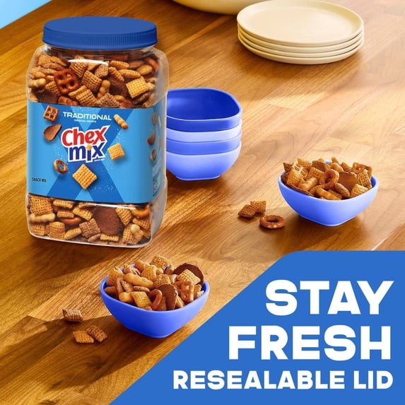 Chex Mix Traditional Original Recipe Snack Mix, Salty Snacks Tub, 20 oz