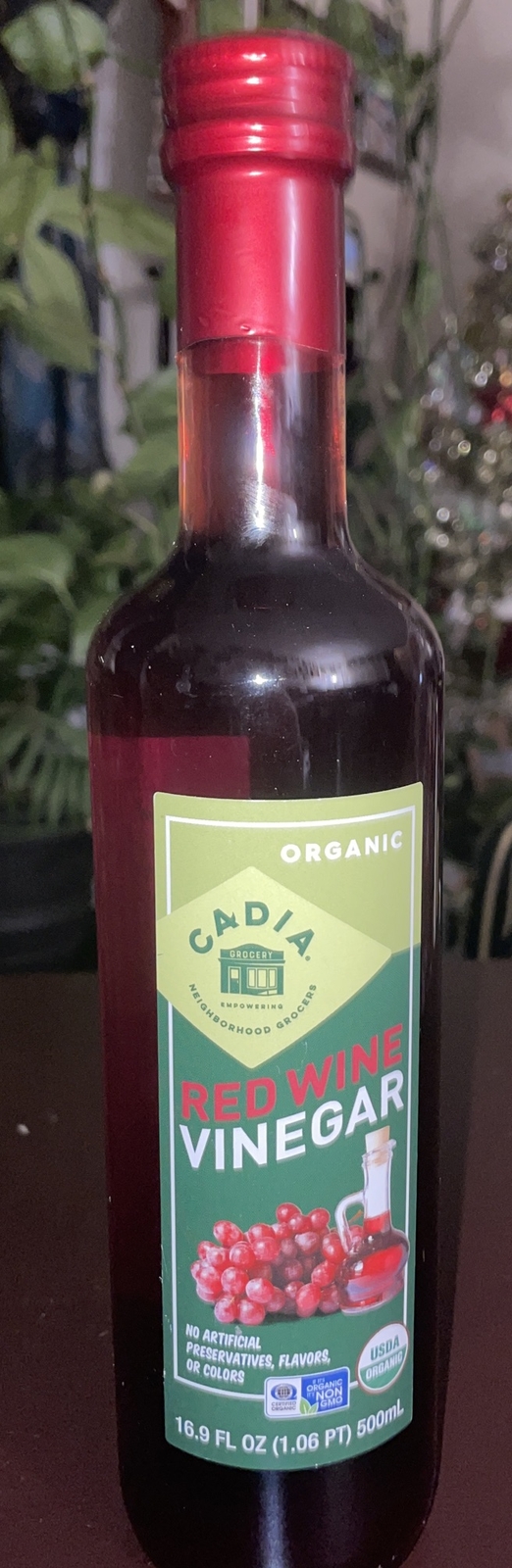 Cadia Organic Red Wine Vinegar, 16.9oz. 500ml Non GMO’s Exp:10/2027