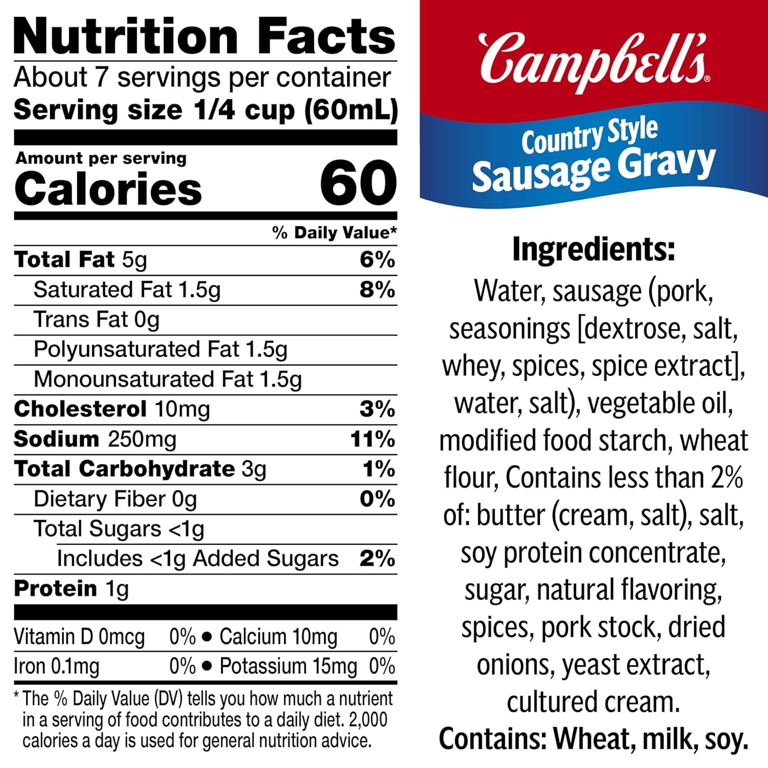Campbell’s Country Style Sausage Gravy, 13.8 oz Can