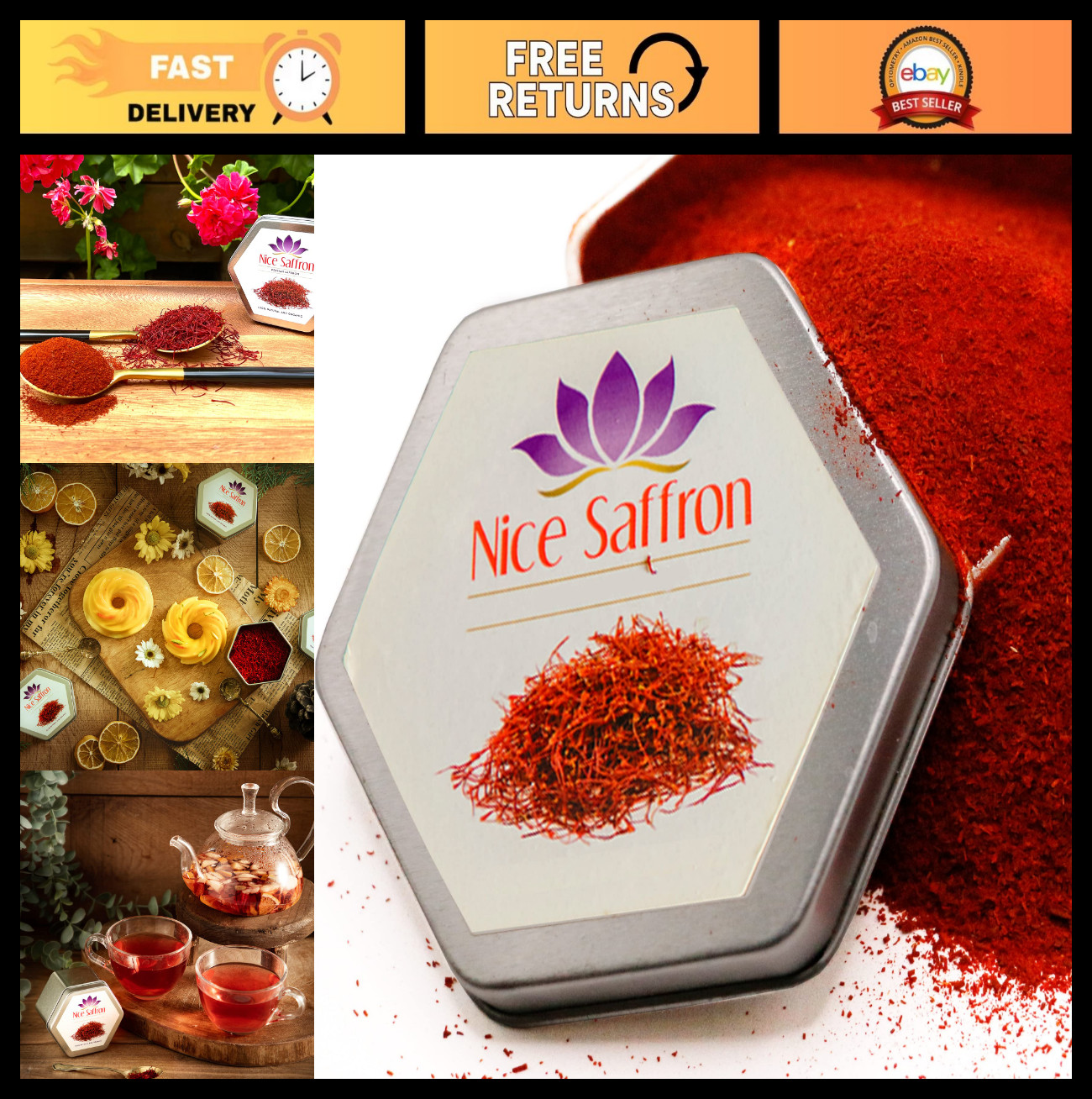 Premium Real Saffron Powder – Deep Red Spice for Cooking & Baking (5g)