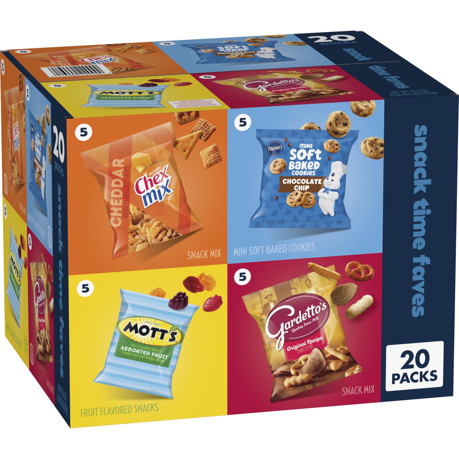 Chex Mix, Mott’s, Gardetto’s, Pillsbury Cookies, Snack Time Faves, 20 Ct, 26.5oz