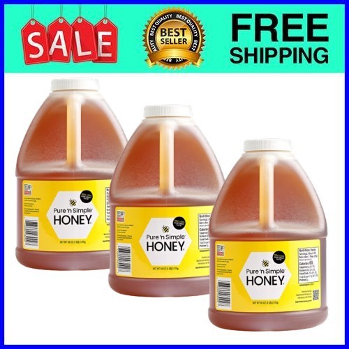 Pure n Simple 100% Honey, 80 oz (5 lb) Jug with Handle, 3pack
