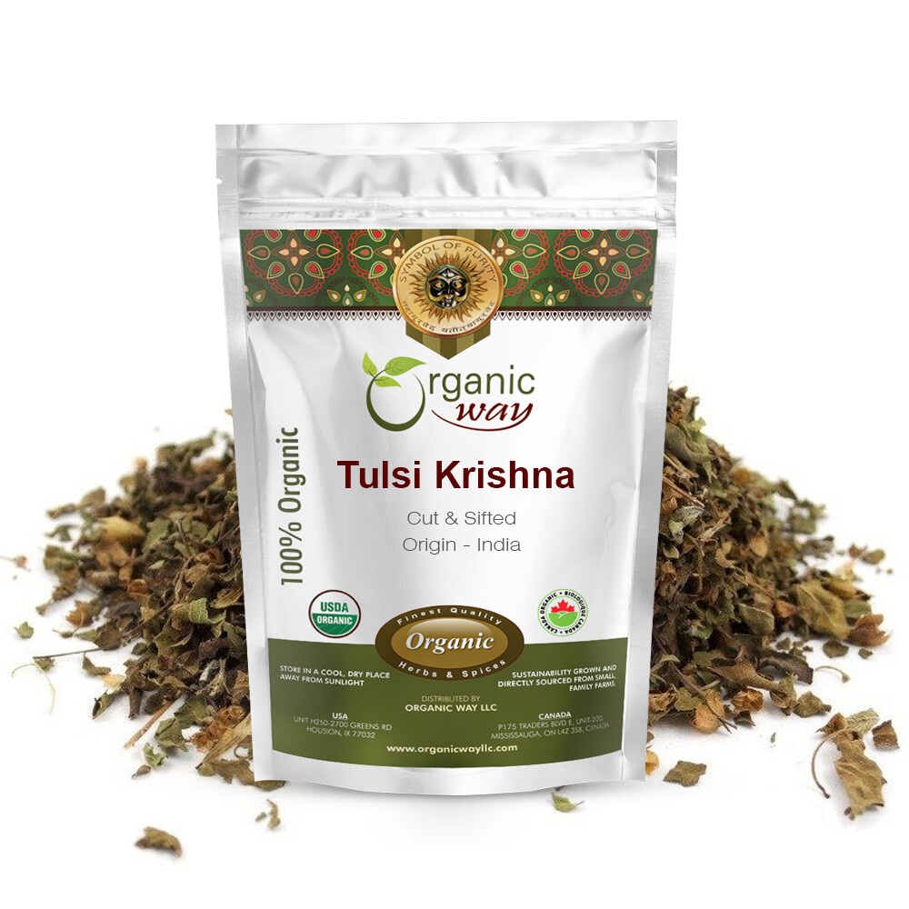 Organic Way Tulsi Krishna Cut & Sifted – Herbal Tea | USDA & Kosher Certified