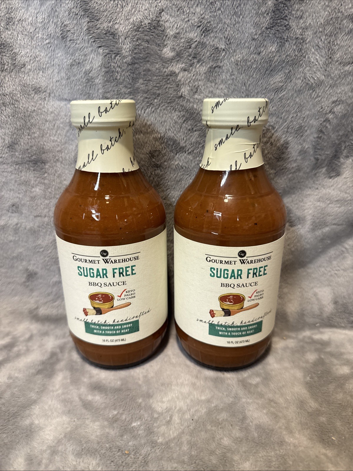 Gourmet Warehouse Sugar Free BBQ Sauce 2 Bottles Net Wt. 16 Fl Oz (473ml)