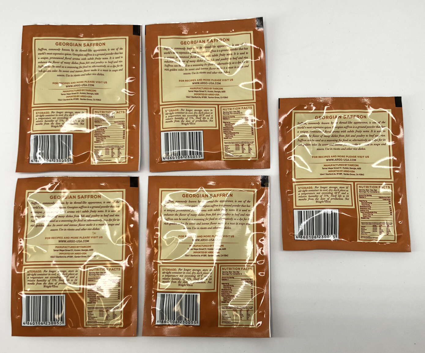 5 each Georgian Saffron spice .25 oz Khomli Natural Product