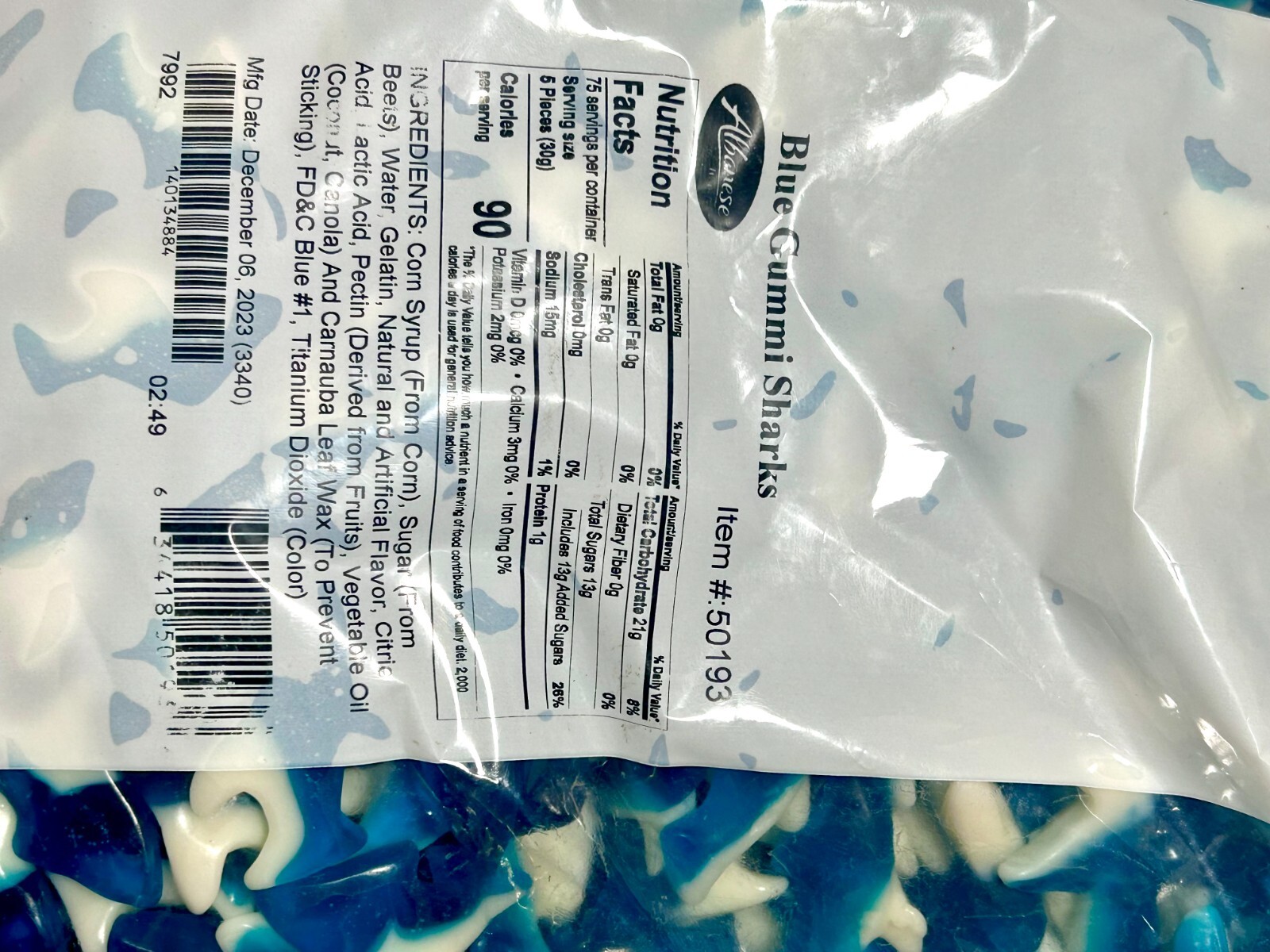 Blue Raspberry Gummy Shark Candy 8oz 1LB 2LB 3LB 4LB 4.5LB Fresh Sharks