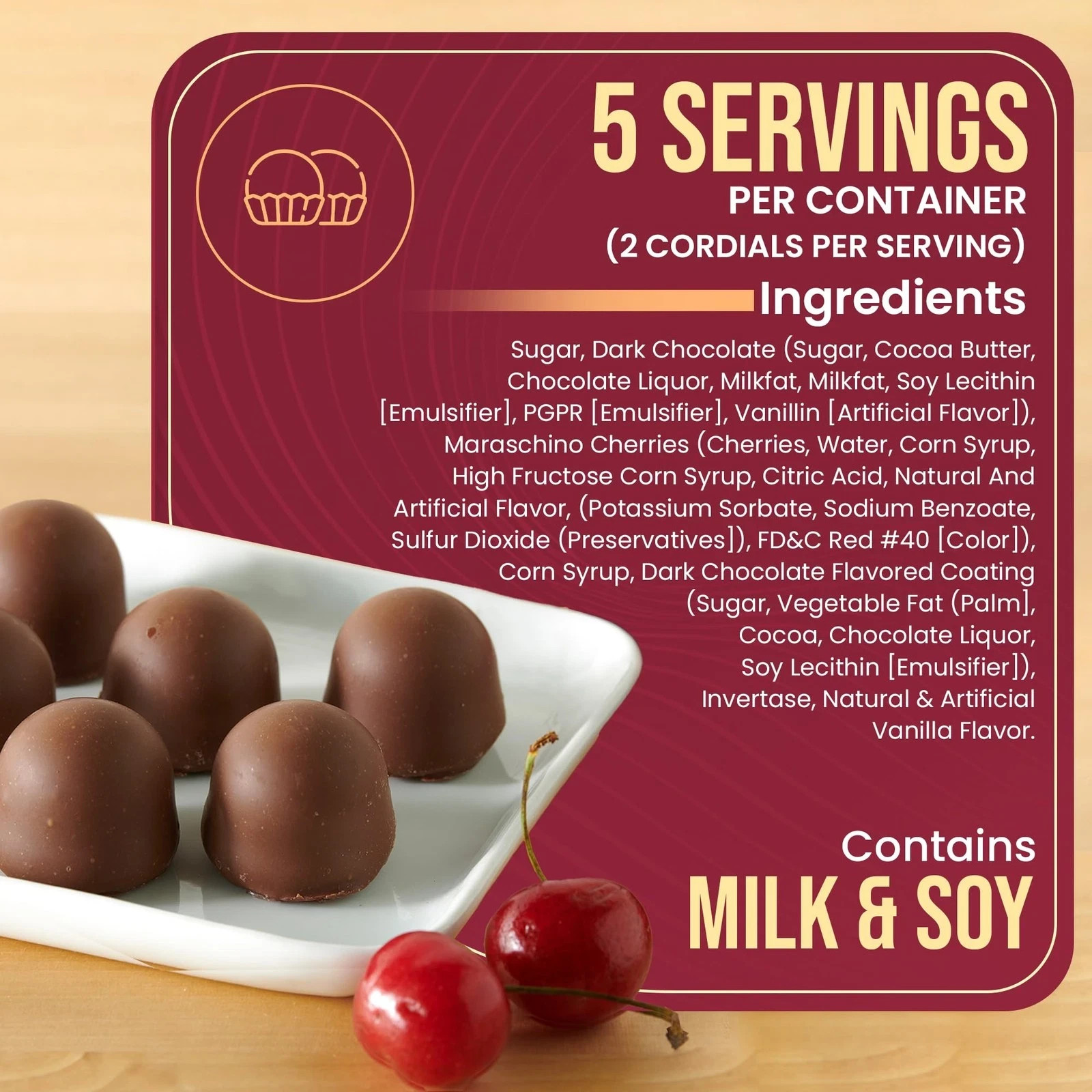 Queen Anne Dark Chocolate Covered Cordial Cherries | 6.6 oz Pack of 12 | 10 P…