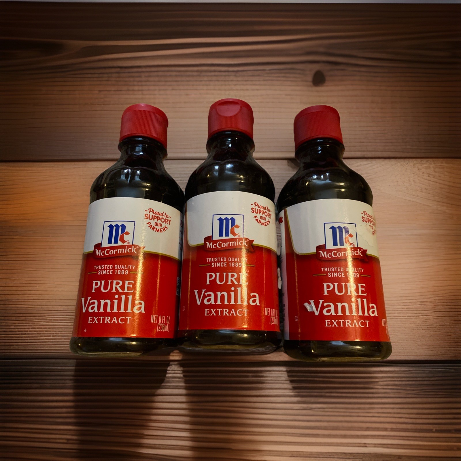 Lot Of 3 McCormick All Natural Pure Vanilla Extract, 8 fl oz bb 2029 Free Ship!