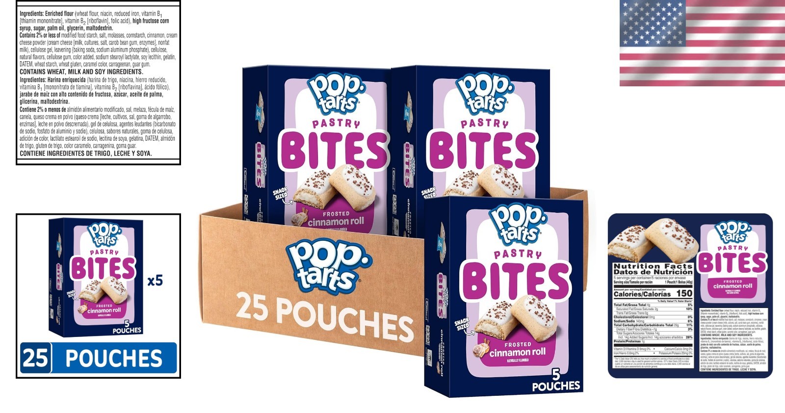 Kids’ Favorite Baked Pastry Bites – Frosted Cinnamon Roll Flavor, 5 x 7oz Boxes!