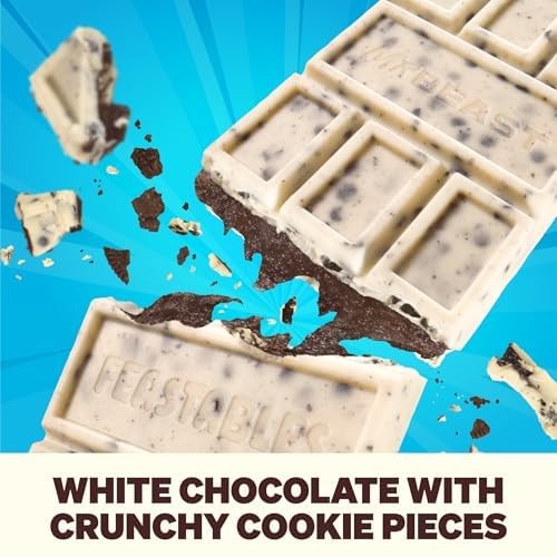 MrBeast Feastables Cookies & Creme Chocolate Bar, King 10 Count (Pack of 1)