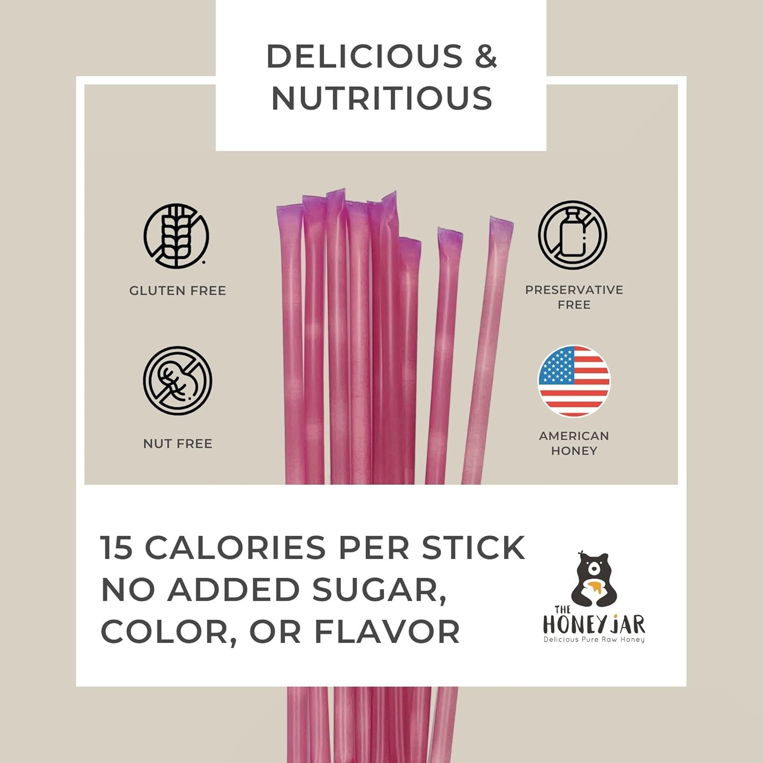 Organic Raspberry Honey Sticks, 50 Count – Healthy Snack & Beverage Sweetener