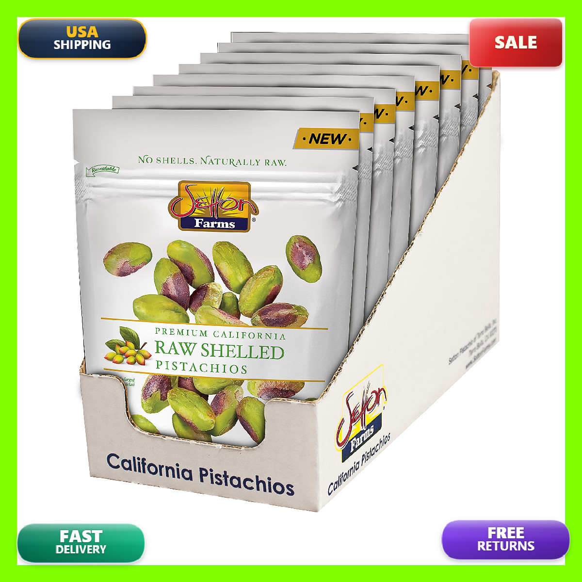 Setton Farms Pistachios 8 Pack Of Naturally Raw Shelled Pistachios Multipack Of