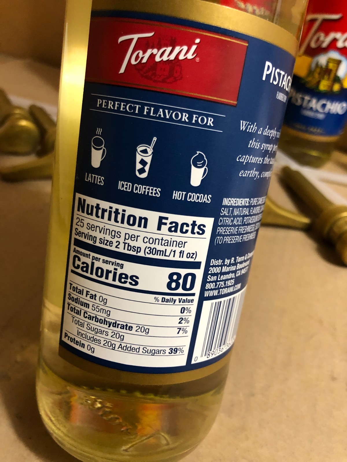 Torani Pistachio Syrup – Bottle 25.4oz (750mL) G-Pistachio LOT OF 5x BOTTLES