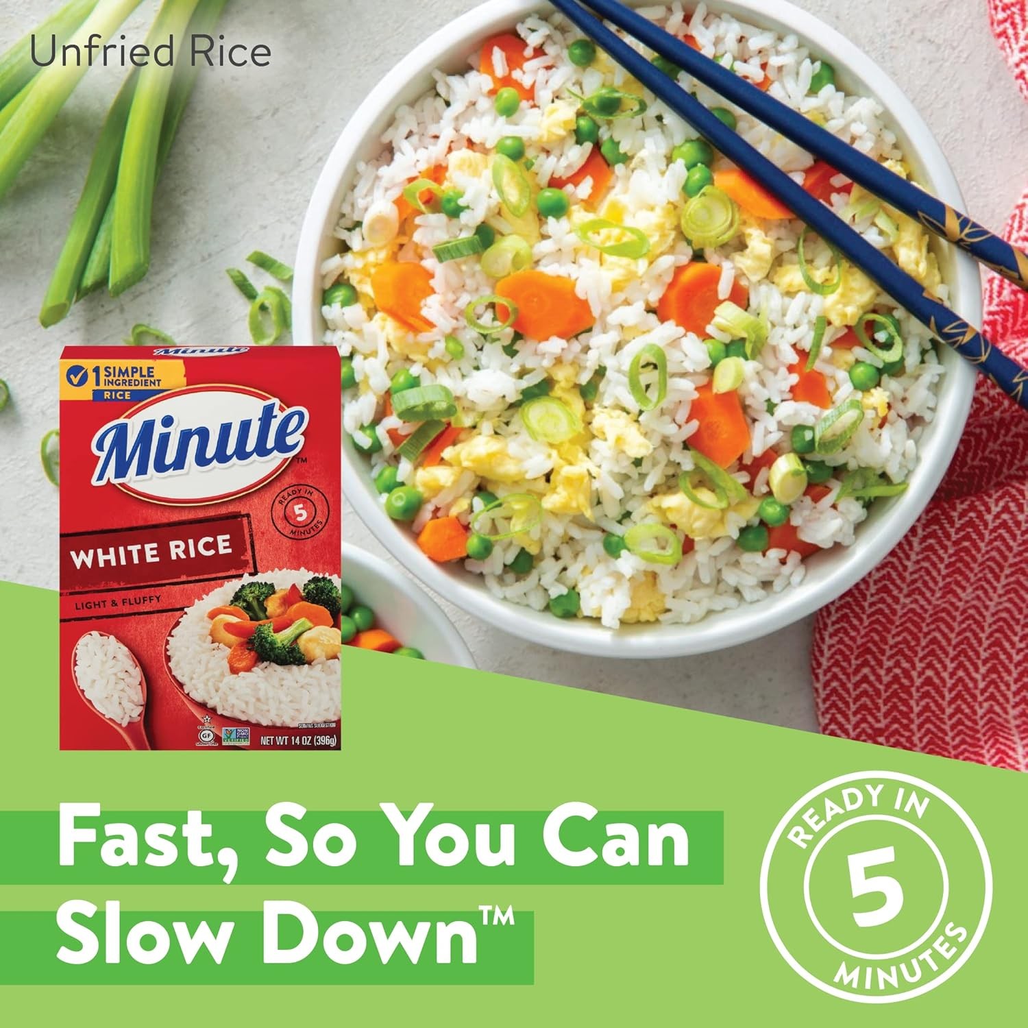 Minute White Rice, Instant White Rice for Quick Dinner Meals, 14-Ounce Box