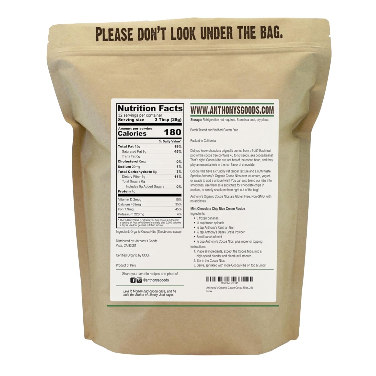 Criollo Cacao Beans, 2 lb – Unsweetened & Organic