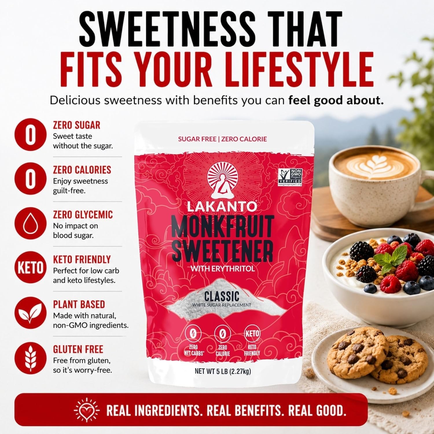 Versatile Monk Fruit & Erythritol Blend – Perfect for Baking, 1.76 lb Pack of 3