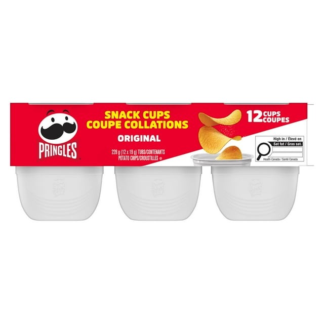 Pringles Snack Stacks Original Potato Chips, 12 Cups x 19 g