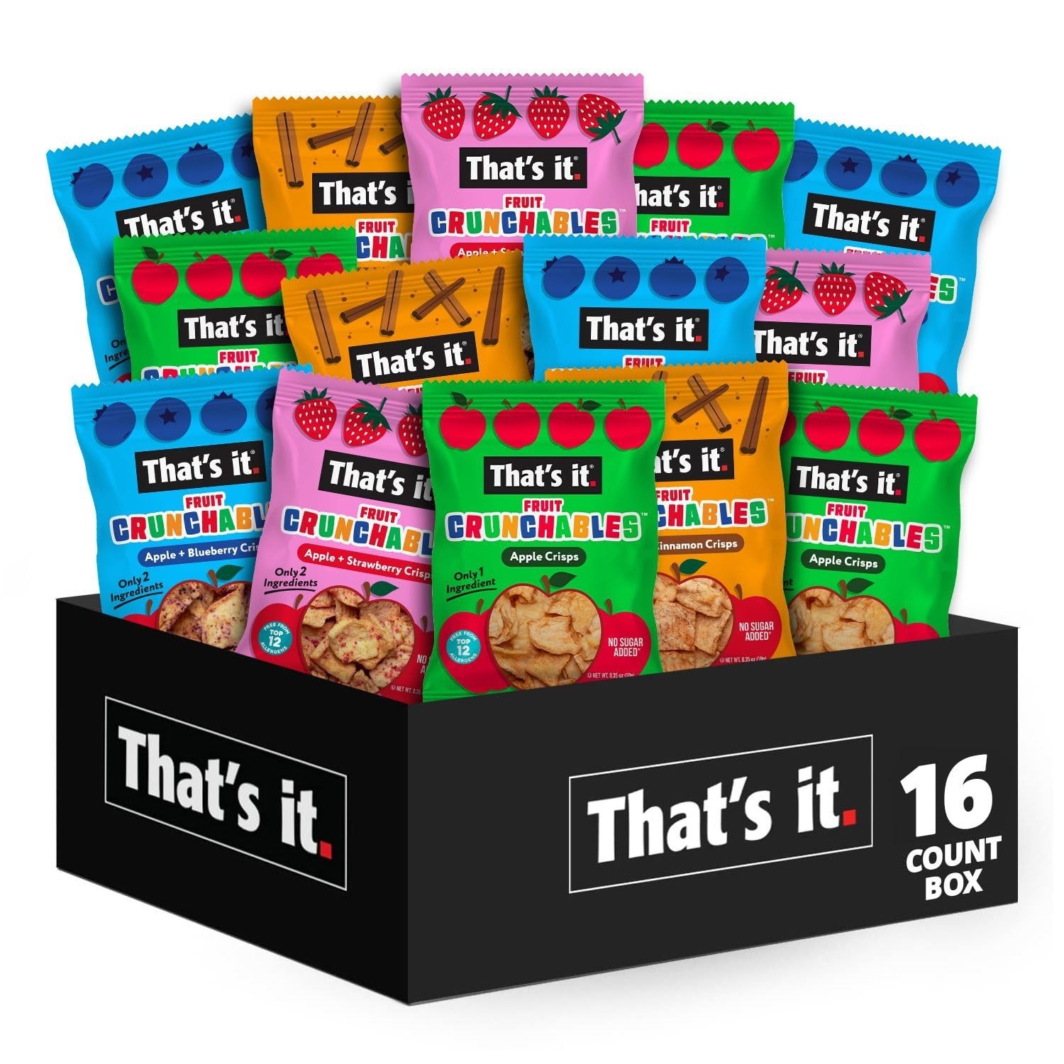 That’s It Fruit Crunchables Variety Pack 100% Fruit Crisps Kids Snacks 16 Pack