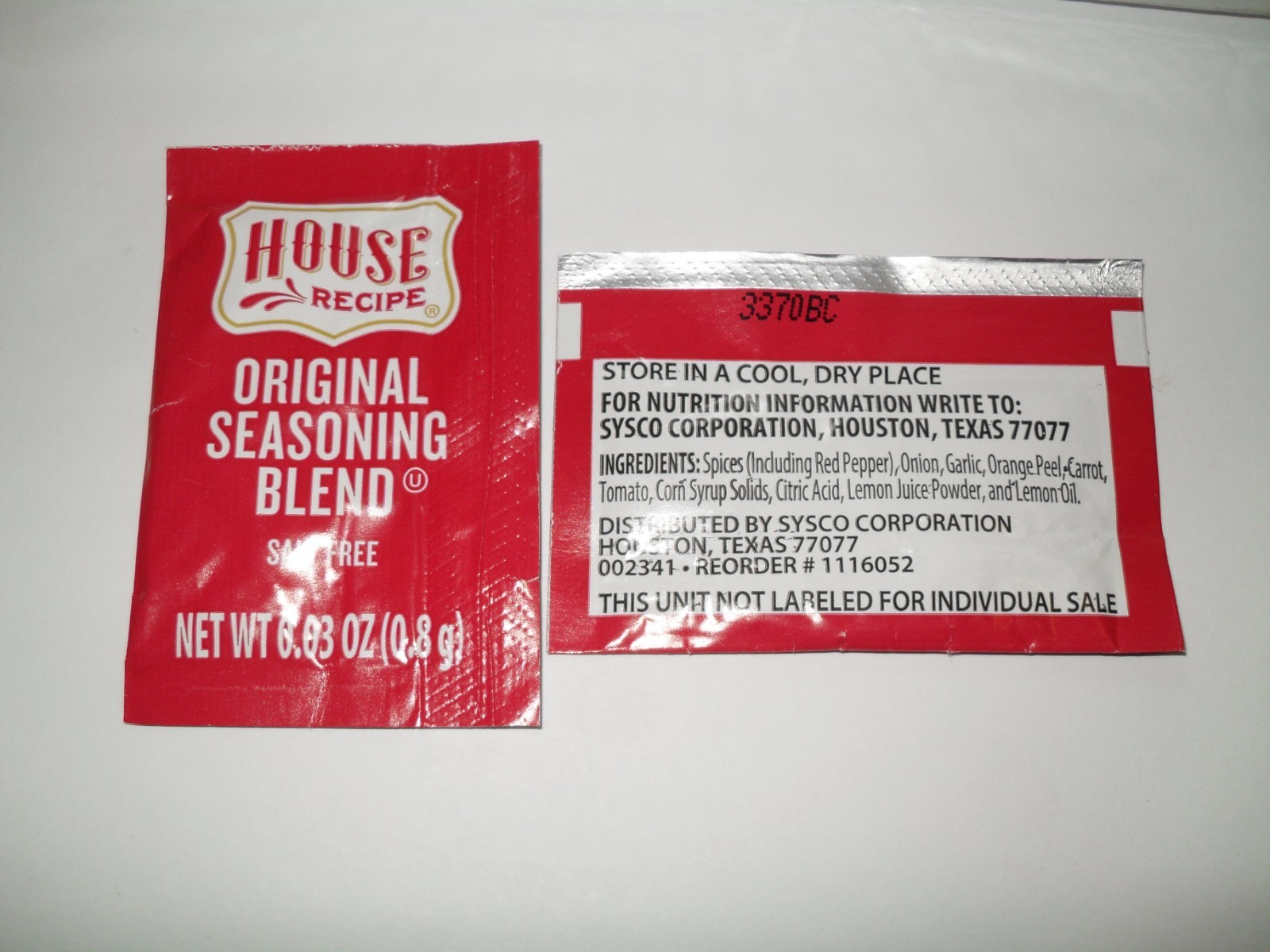 HOUSE RECIPE Salt Free ORIGINAL SEASONING BLEND – Sold in lots of 50, 100 & 300