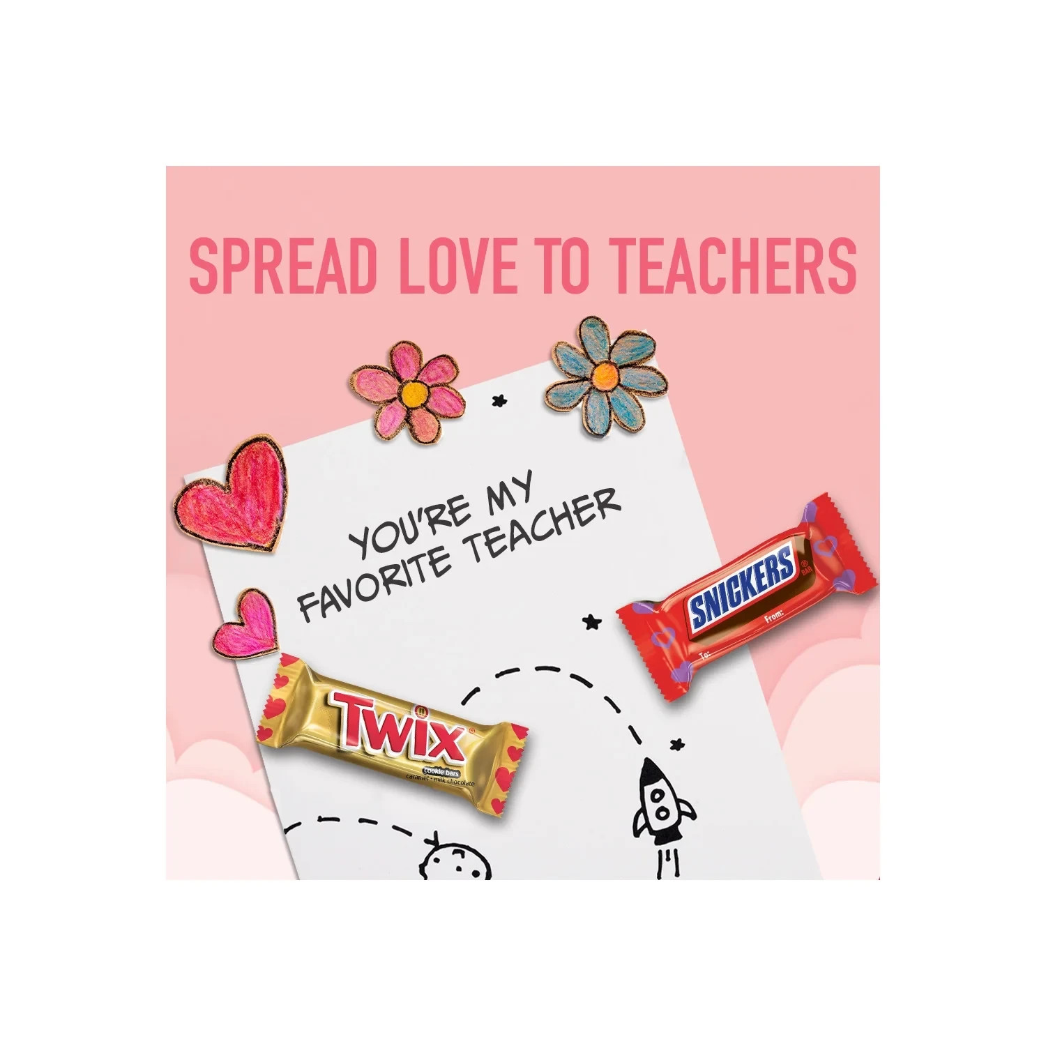 Snickers, Twix & More Valentine’s Day Milk Chocolate Bars Variety Pack – 70 Ct B