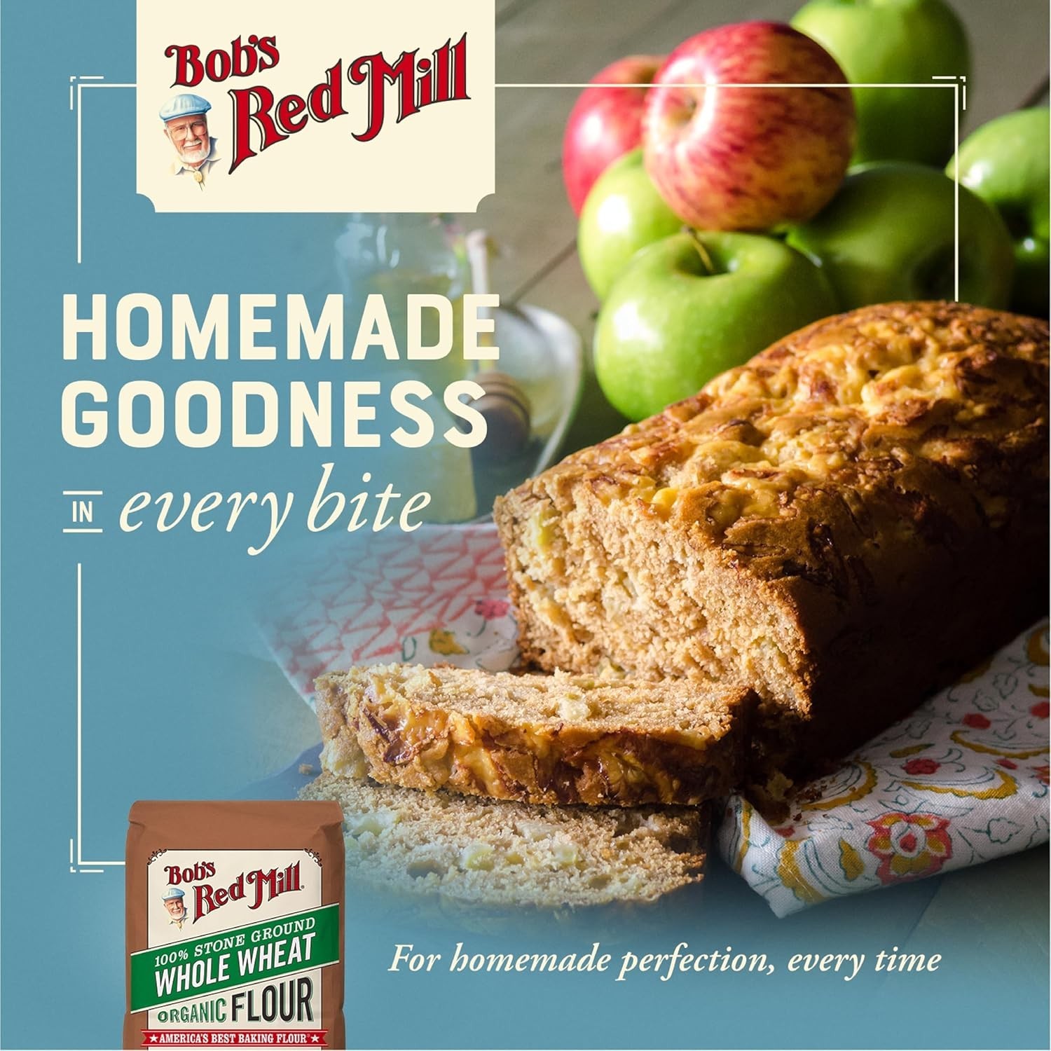 4 PACK – Bob’s Red Mill Organic Flour Whole Wheat 5 lb (Total 20 lb) FRESH!!