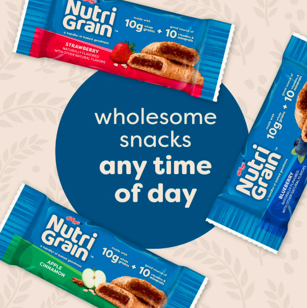 Kellogg’s Nutri-Grain Strawberry Chewy Breakfast Bars, Made with 10g Whole Grain
