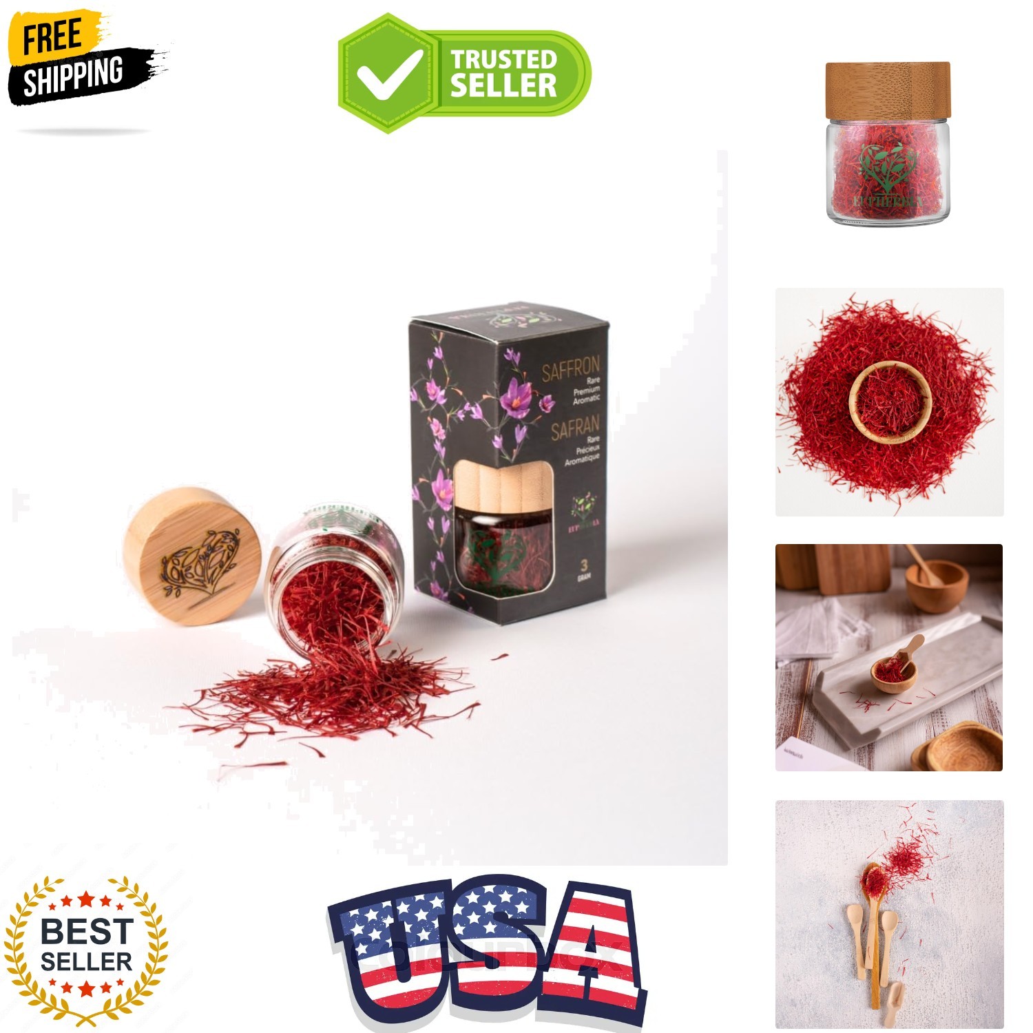 Saffron, Grade A+ All Red Saffron Threads, Pure, , Aromatic, 100% Natural, Ha…