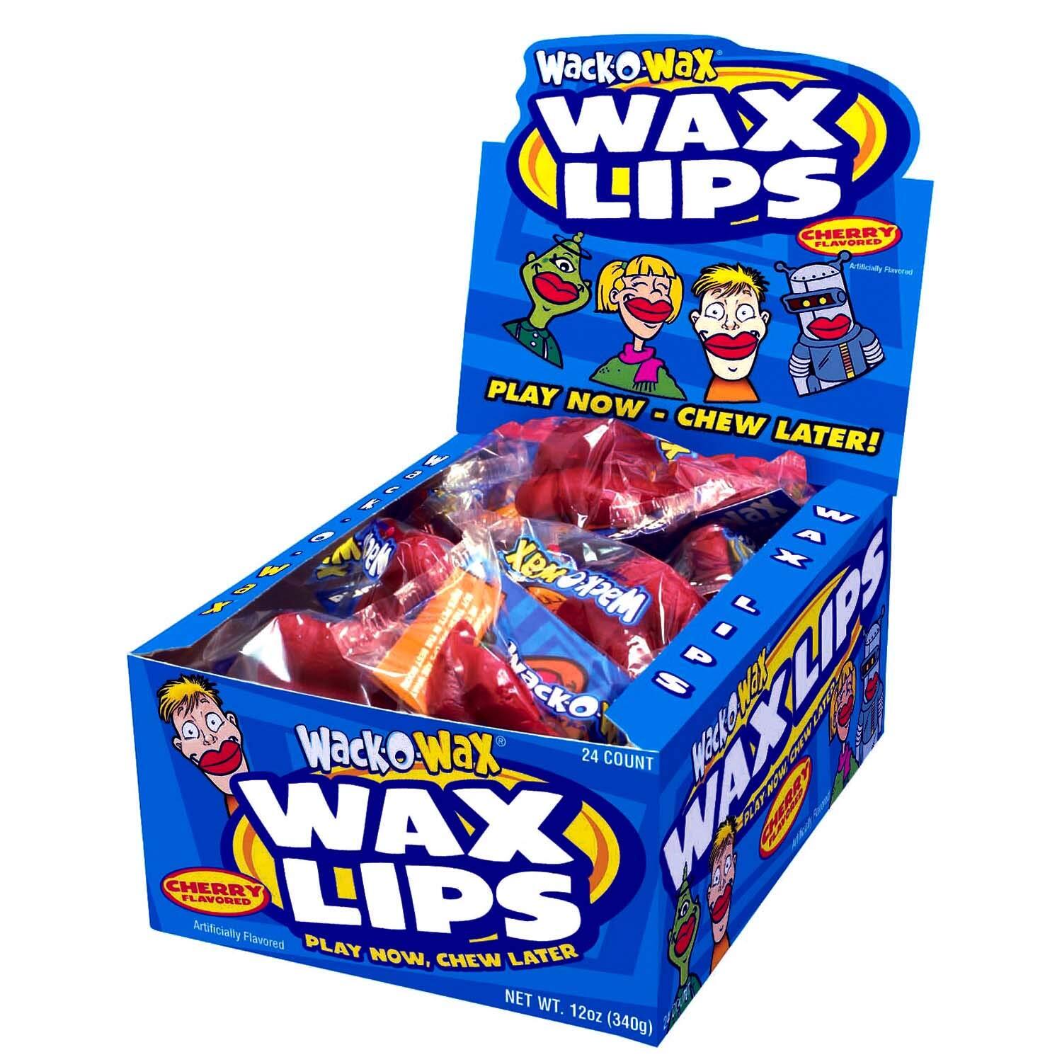 24 Count Cherry Flavor Wack O Wax Lips Fun Treat for Parties Halloween