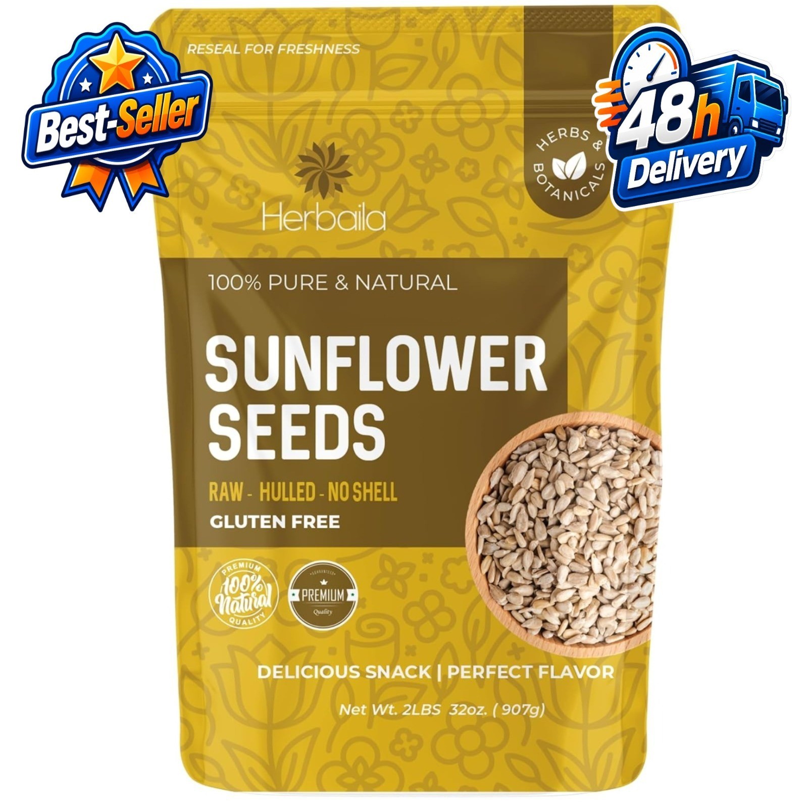 Raw Unsalted Sunflower Seeds 2lbs – Shelled Sunflower Kernels