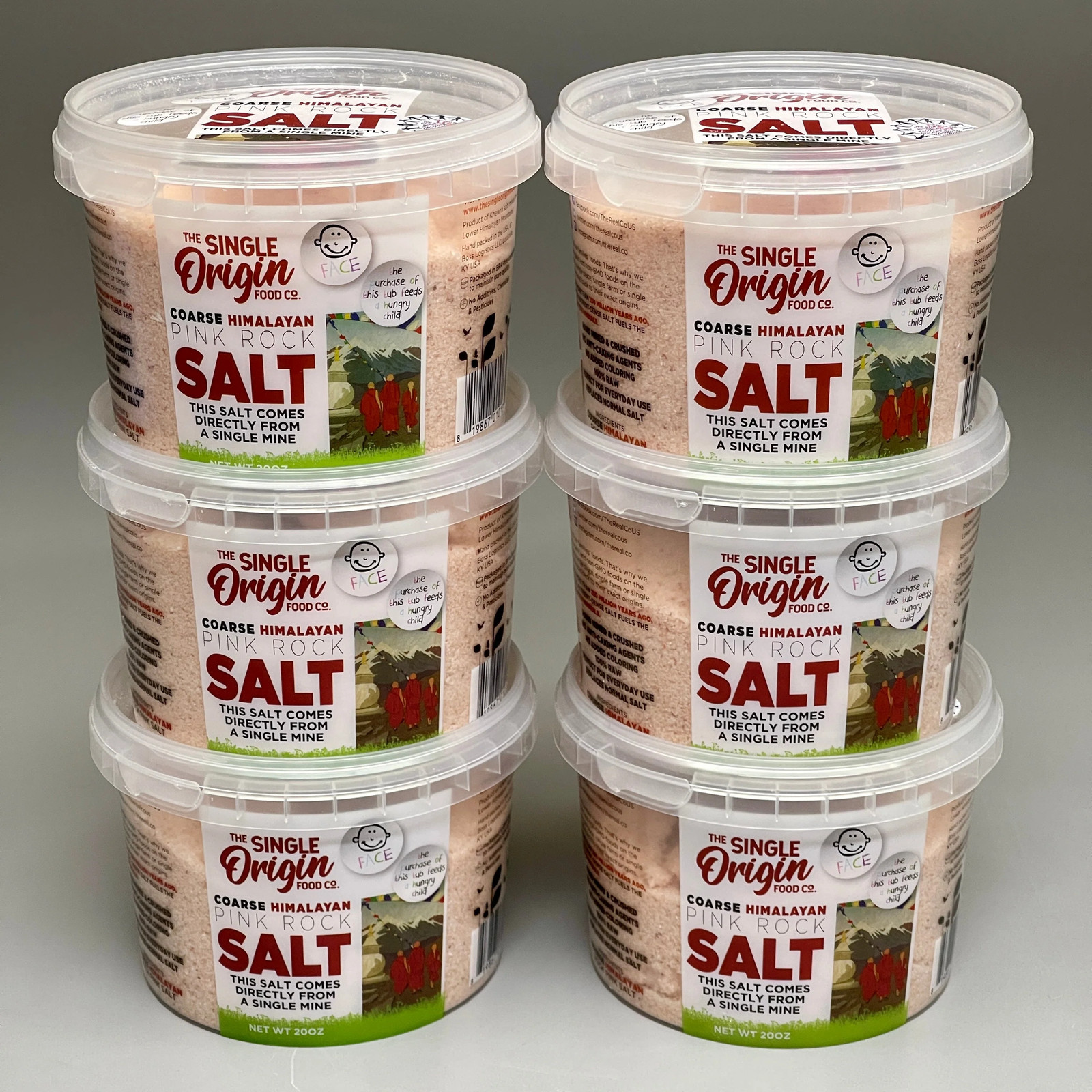 THE SINGLE ORIGIN FOOD CO 6PK Pink Himalayan Salt Tub (course) 20 oz/ea BB 11/26