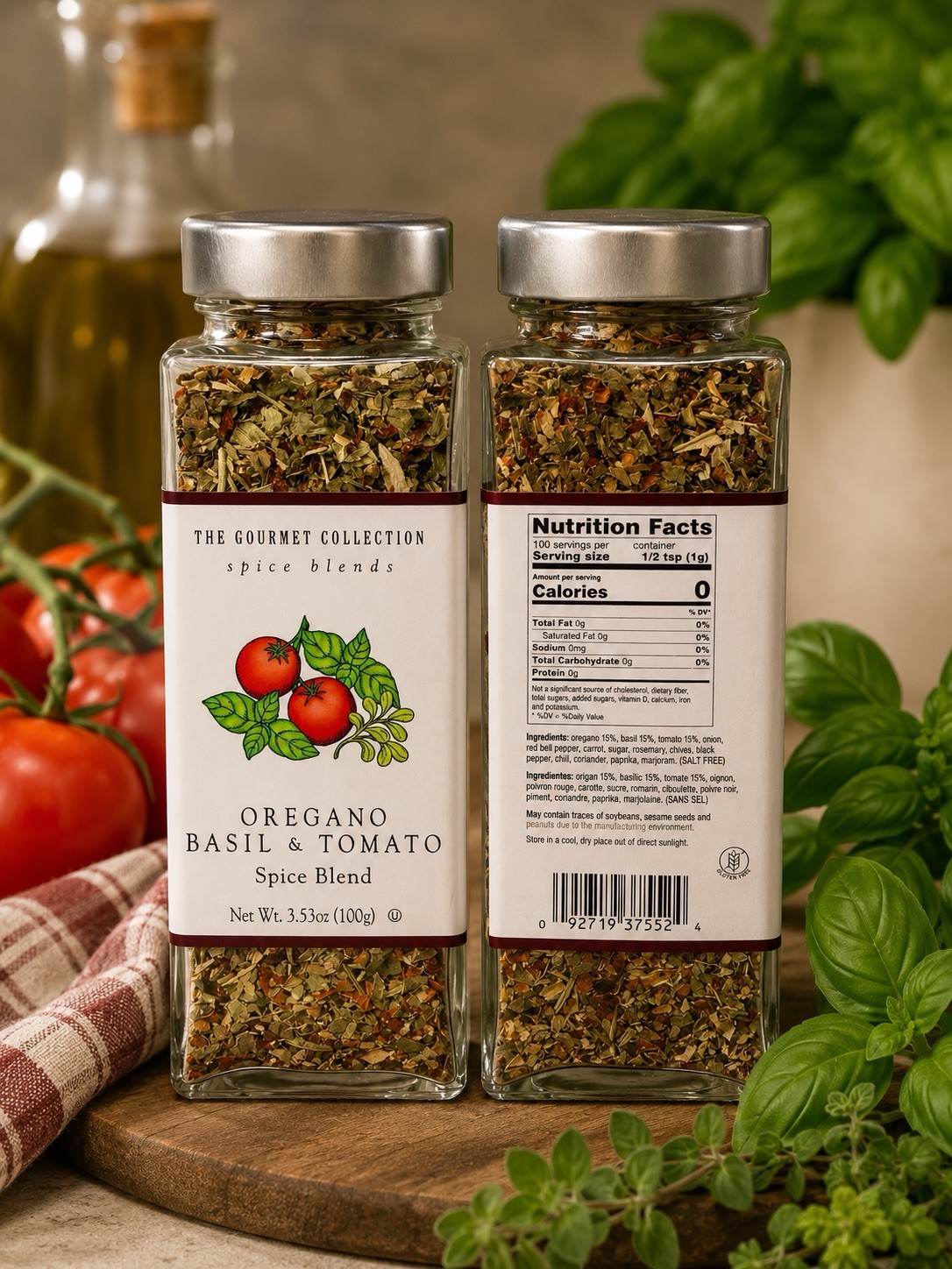 Lot of 2 Gourmet Collection Oregano Basil & Tomato Spice Blend 3.53oz 100g