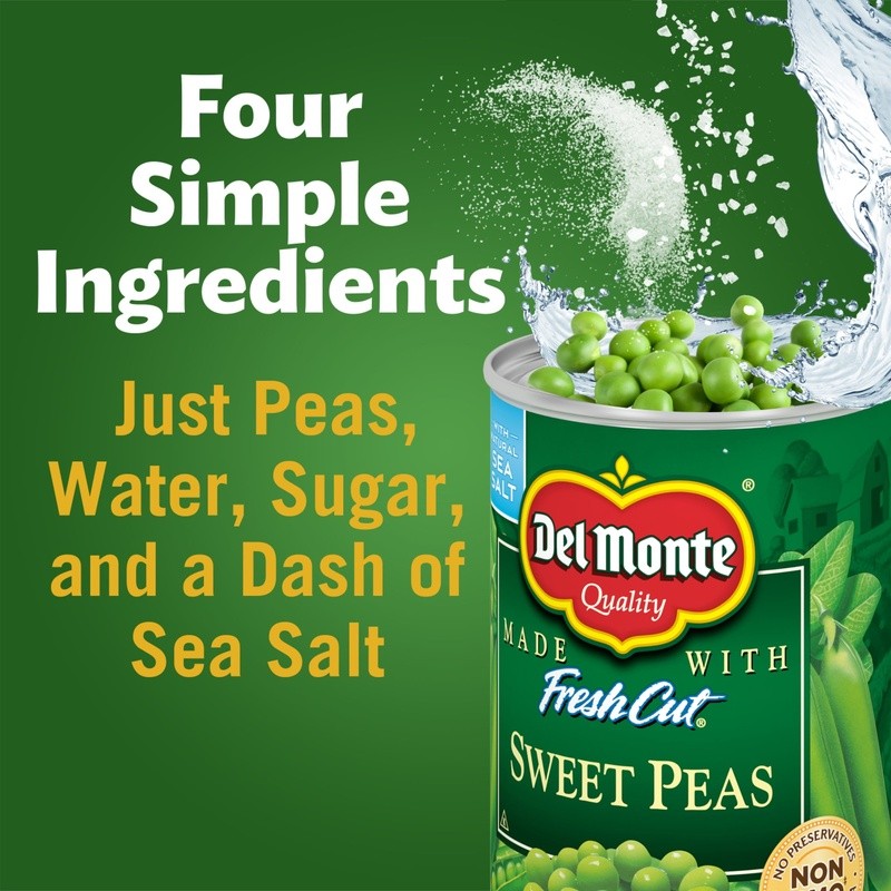 Canned Sweet Peas Non-GMO BPA Free Pack of 4 Natural Vegetable Side Dish New