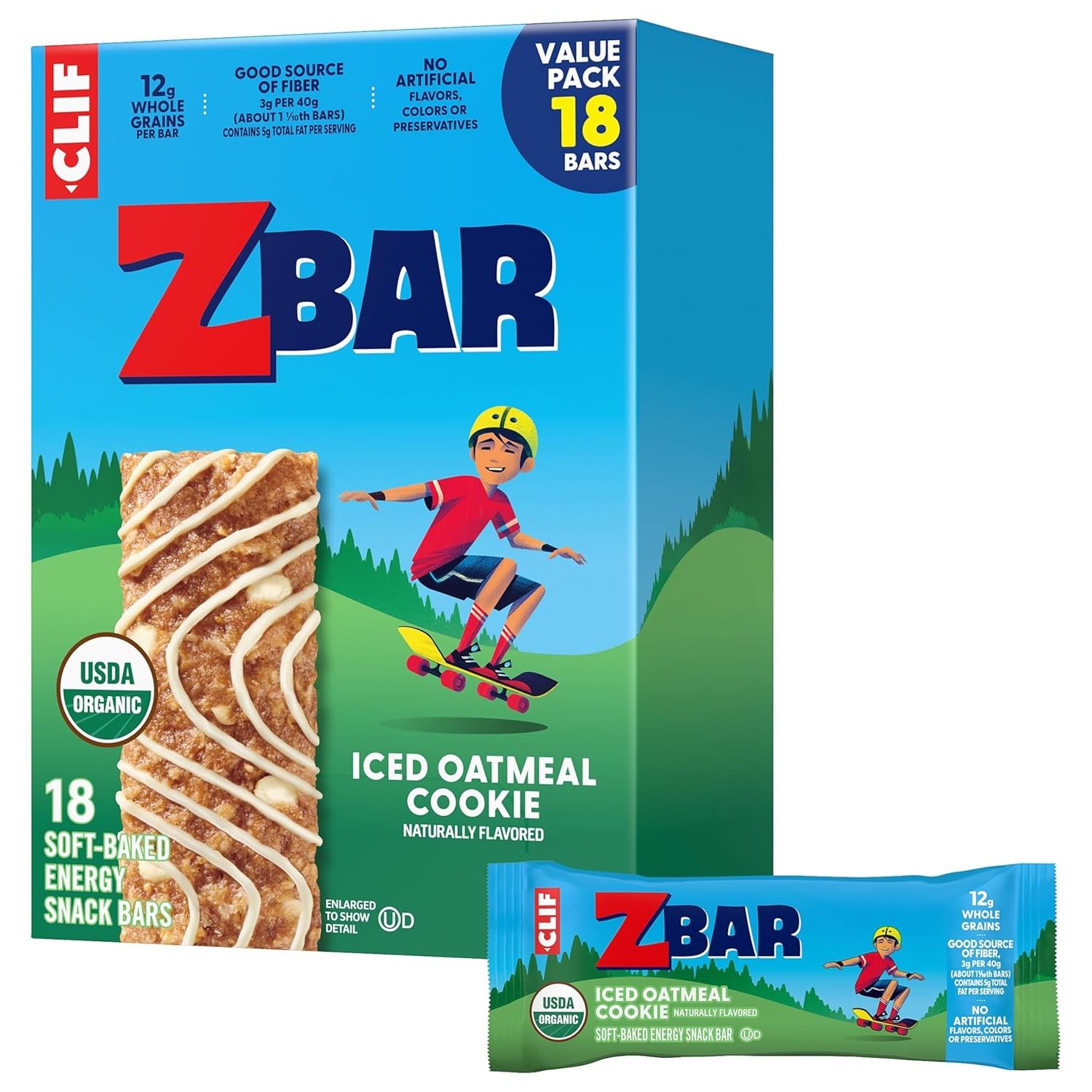 Zbar – Iced Oatmeal Cookie – Soft-Baked Energy Snack Bars – Non-GMO – 12g Whole