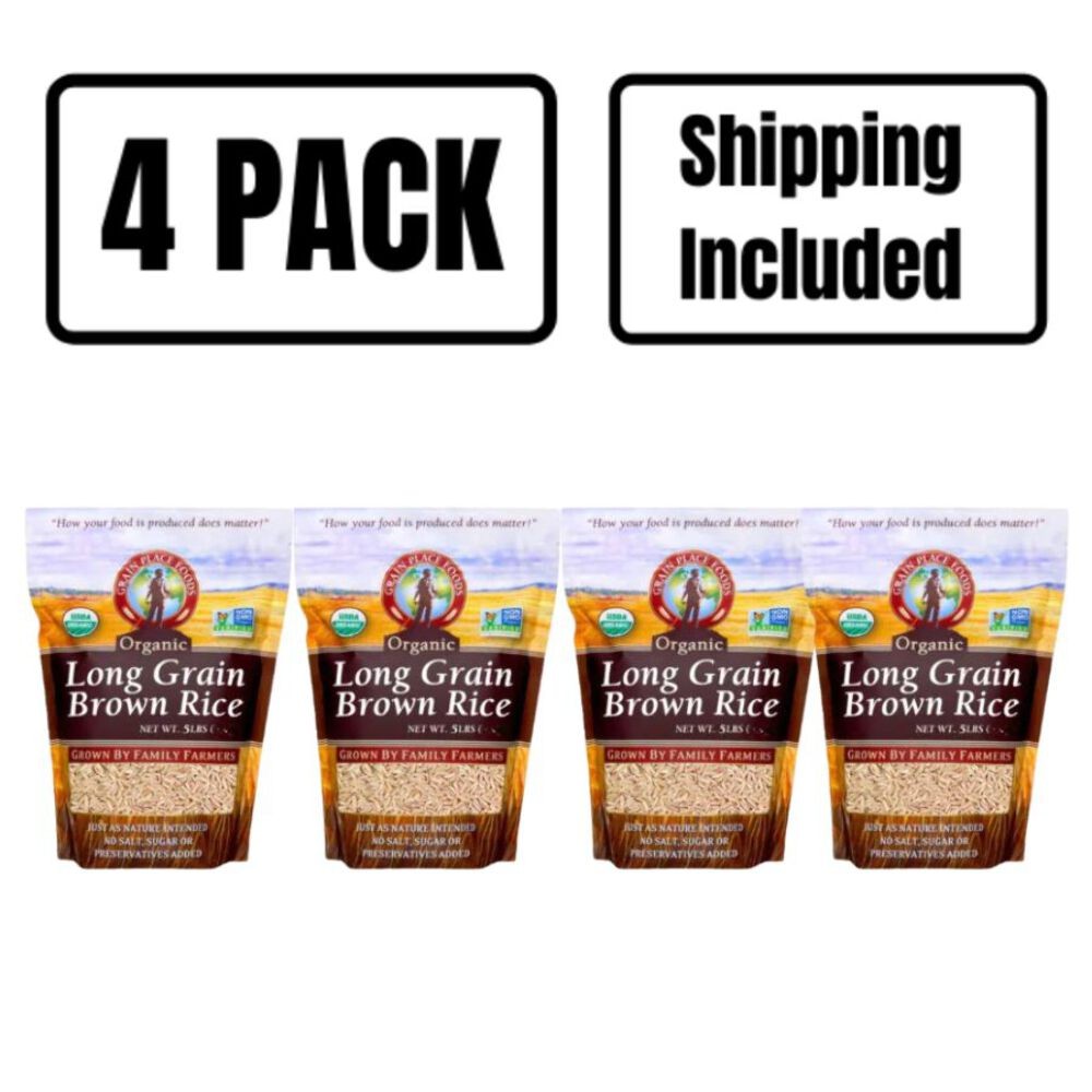Organic Long Grain Brown Rice | 5 lb | Pack of 4 | Non-GMO | Shipping Included |