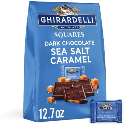 Ghirardelli Dark Square Chocolate Sea Salt Caramel – XL Bag – 12.7oz