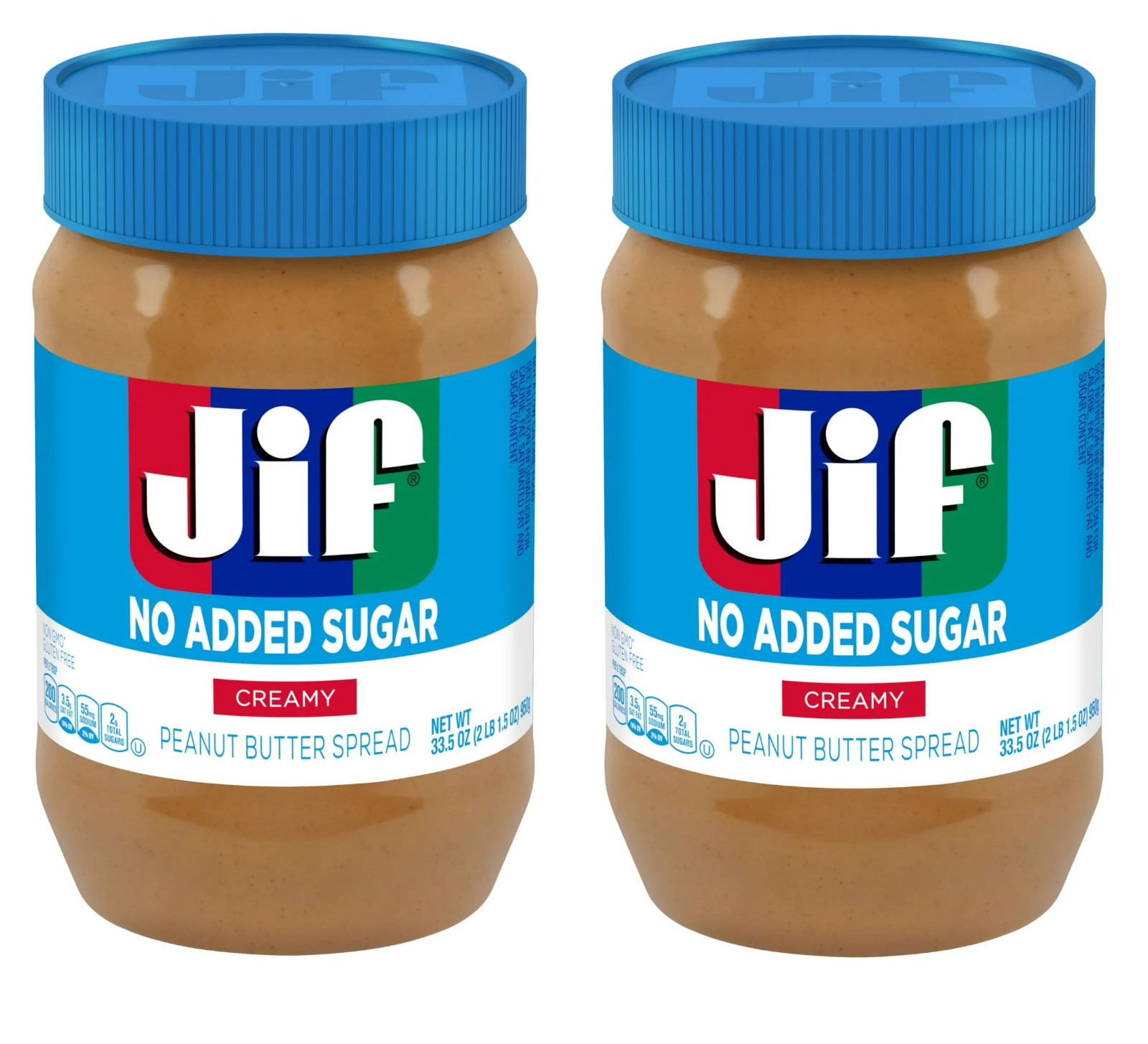 Jif No Added Sugar Creamy Peanut Butter Spread 33.5 Oz. – Smooth Creamy Texture