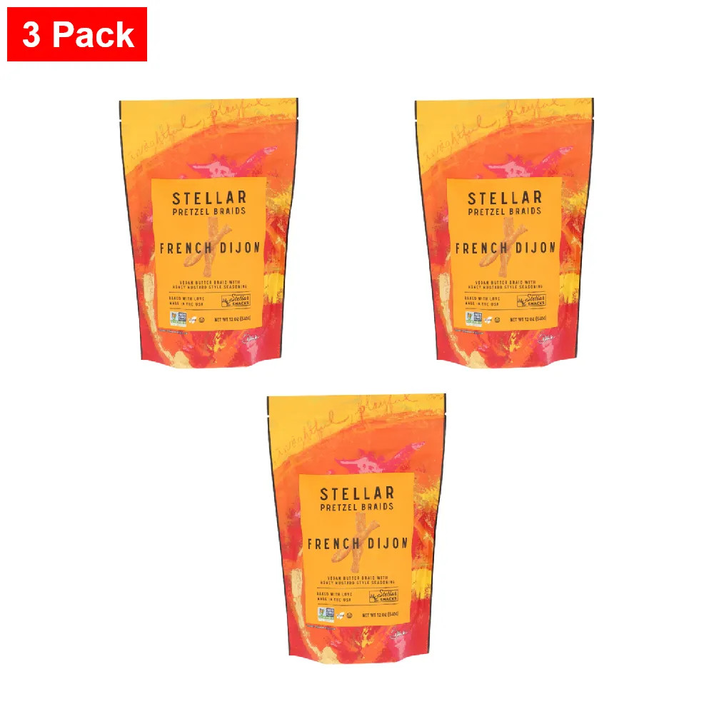 Stellar Snacks French Dijon Pretzel Braids 12 oz – 3 Packs